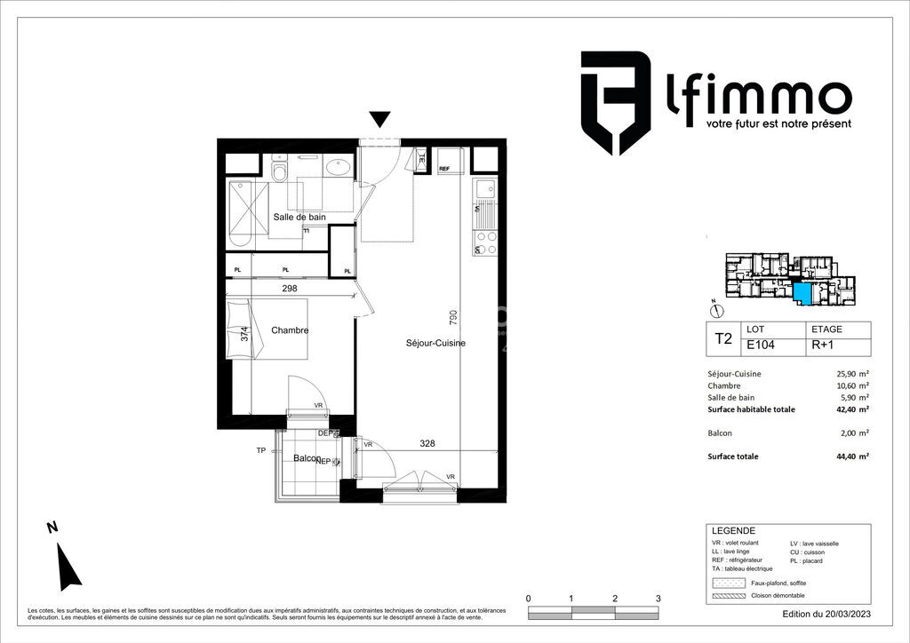 Photo 2 : À vendre – Appartement T2 de 42,40 m² avec balcon – Givors